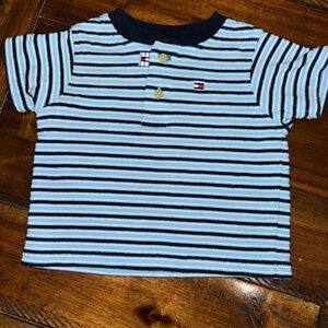 Tommy Hilfiger Kids Navy and White Striped Polo